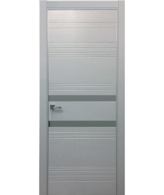 Дверь Альфа 17 с алюминиевой кромкой (Зеркало серое)